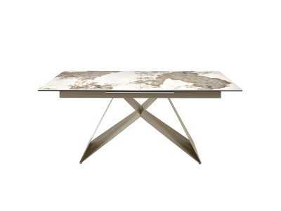 Extendable dining table with ceramic top and stainless steel base - ESVEA Extendable dining table with ceramic top and stainless steel base - ESVEA