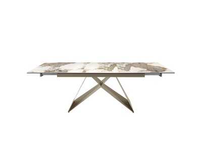 Extendable dining table with ceramic top and stainless steel base - ESVEA Extendable dining table with ceramic top and stainless steel base - ESVEA