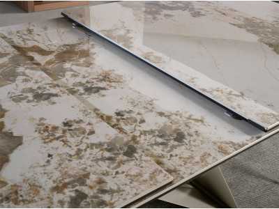 Table à manger extensible avec plateau en céramique et base en acier inoxydable - ESVEA