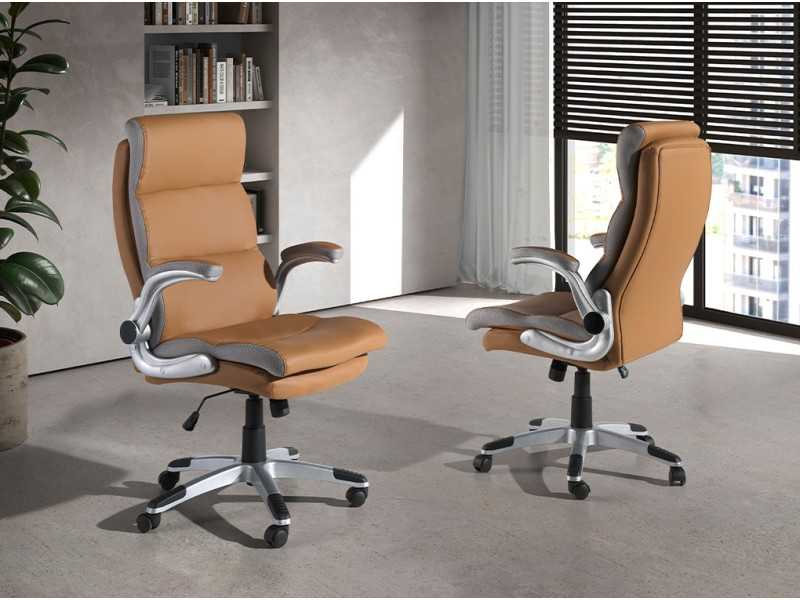 Swivel office armchair upholstered in synthetic leather - OSKAR