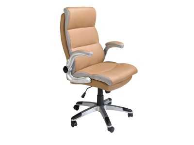 Sillón de oficina giratorio tapizado en piel sintética - OSKAR