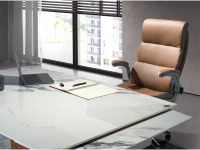 Swivel office armchair upholstered in synthetic leather - OSKAR Swivel office armchair upholstered in synthetic leather - OSKAR