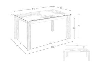 Rectangular and extendable dining table with porcelain top and walnut bases - ABAAD