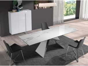 Extendable table with porcelain top and stainless steel bases - RAYAN 2