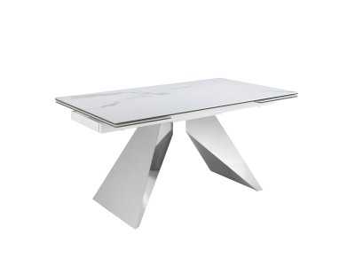 Table extensible avec plateau en porcelaine et bases en acier inoxydable - RAYAN