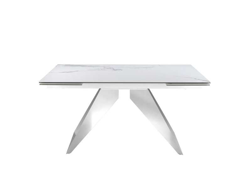Table extensible avec plateau en porcelaine et bases en acier inoxydable - RAYAN