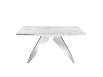 Table extensible avec plateau en porcelaine et bases en acier inoxydable - RAYAN