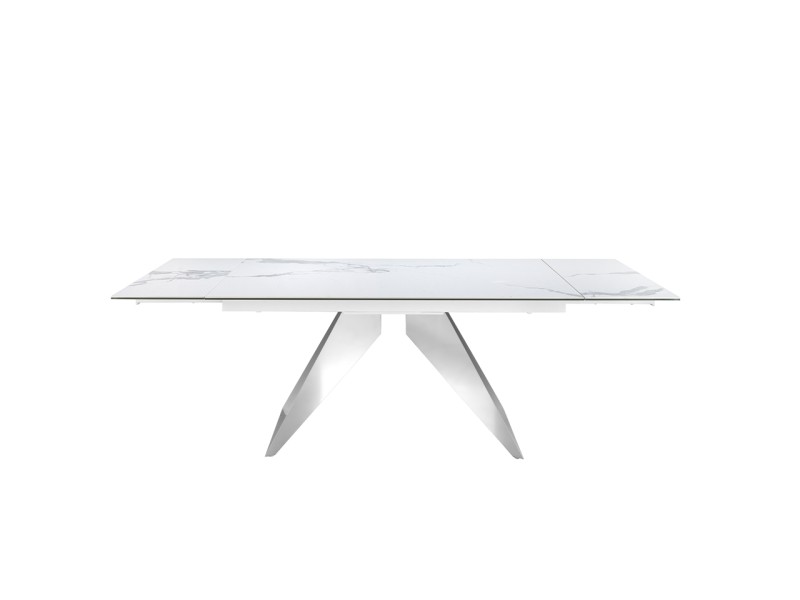 Table extensible avec plateau en porcelaine et bases en acier inoxydable - RAYAN