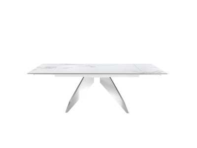 Table extensible avec plateau en porcelaine et bases en acier inoxydable - RAYAN