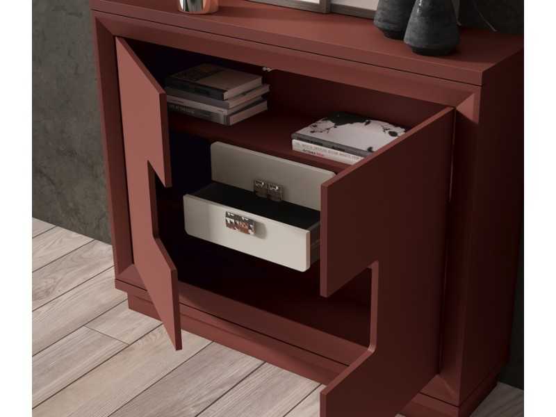 Meuble d'appoint laqué avec portes et tiroirs - NICOLA