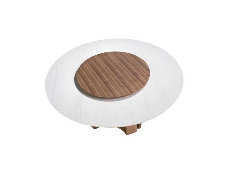 Round table with porcelain top and walnut bases - AMARANTA