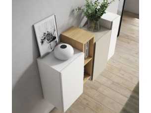 Lacquered entrance console with oak module - BLANCHE 2
