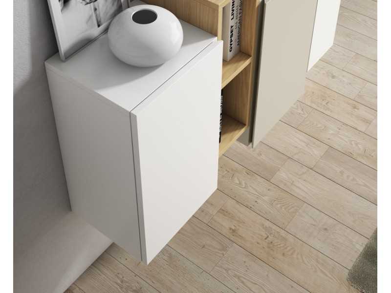 Lacquered entrance console with oak module - BLANCHE