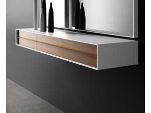 Designer lacquered console with drawers in walnut - TANDEM