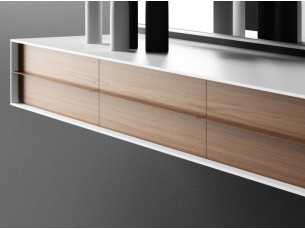 Designer lacquered console with drawers in walnut - TANDEM 2