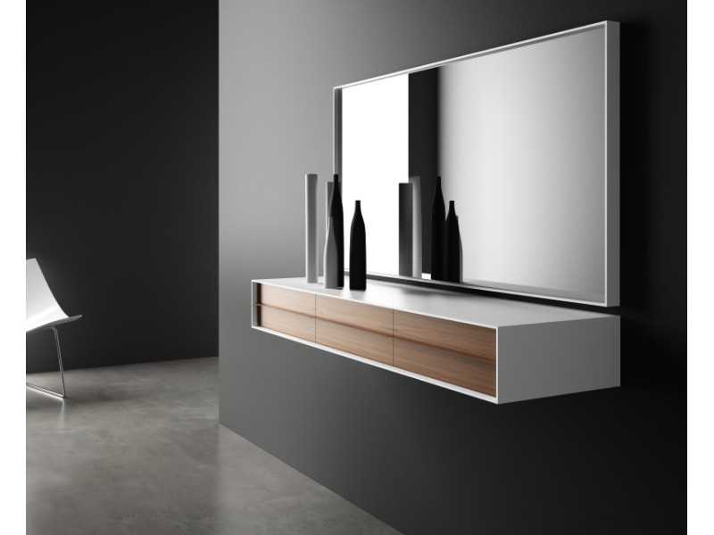 Console design laquée avec tiroirs en noyer - TANDEM