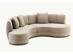 Sofá de diseño y líneas curvas con base en madera maciza - MOONLIGHT