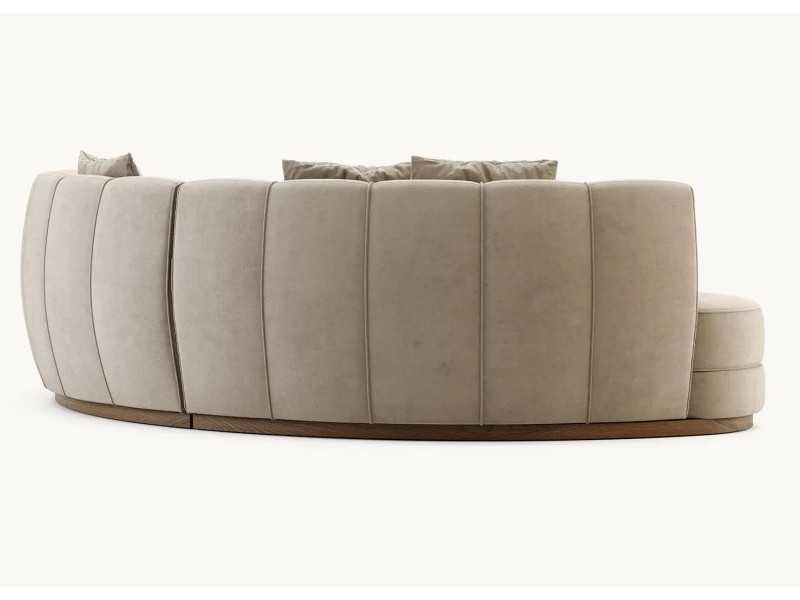 Sofá de diseño y líneas curvas con base en madera maciza - MOONLIGHT