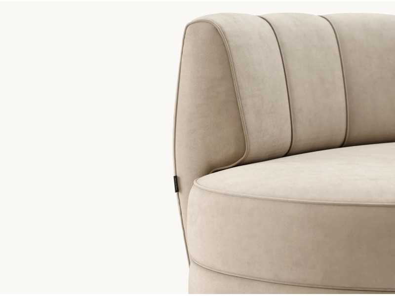 Designer sofa with curved lines with solid wood base - MOONLIGHT