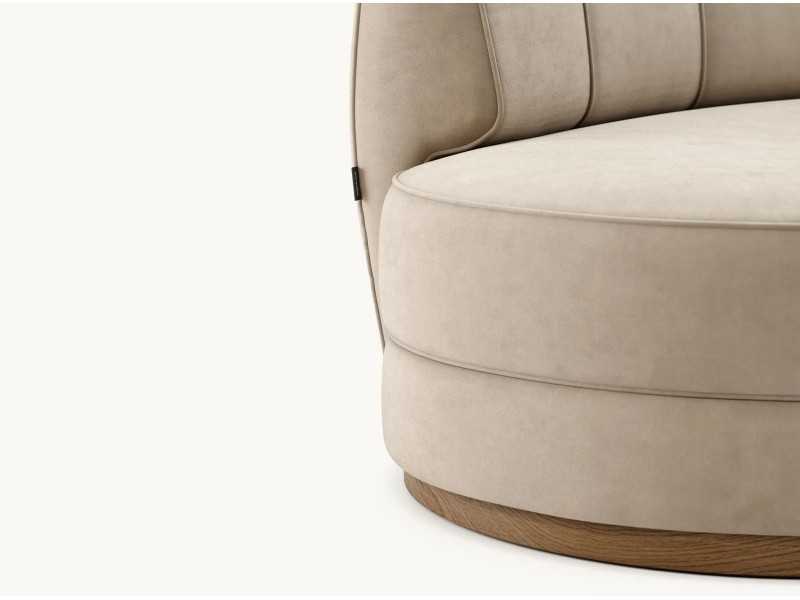 Sofá de diseño y líneas curvas con base en madera maciza - MOONLIGHT