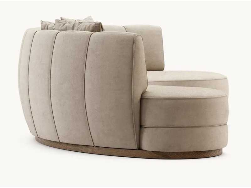Sofá de diseño y líneas curvas con base en madera maciza - MOONLIGHT