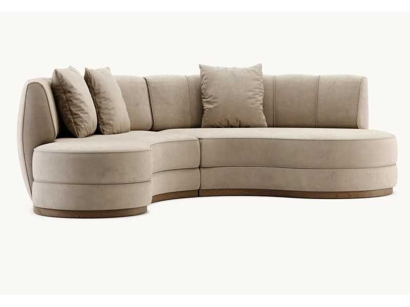 Sofá de diseño y líneas curvas con base en madera maciza - MOONLIGHT