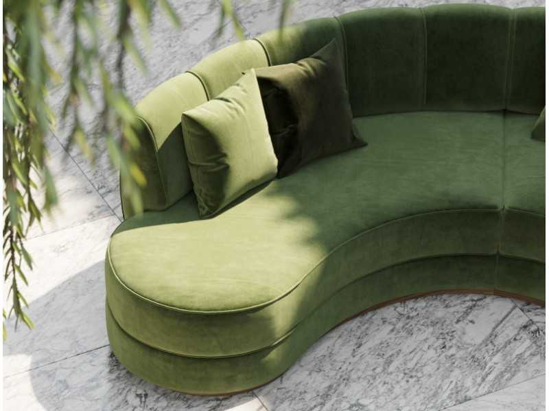 Sofá de diseño y líneas curvas con base en madera maciza - MOONLIGHT