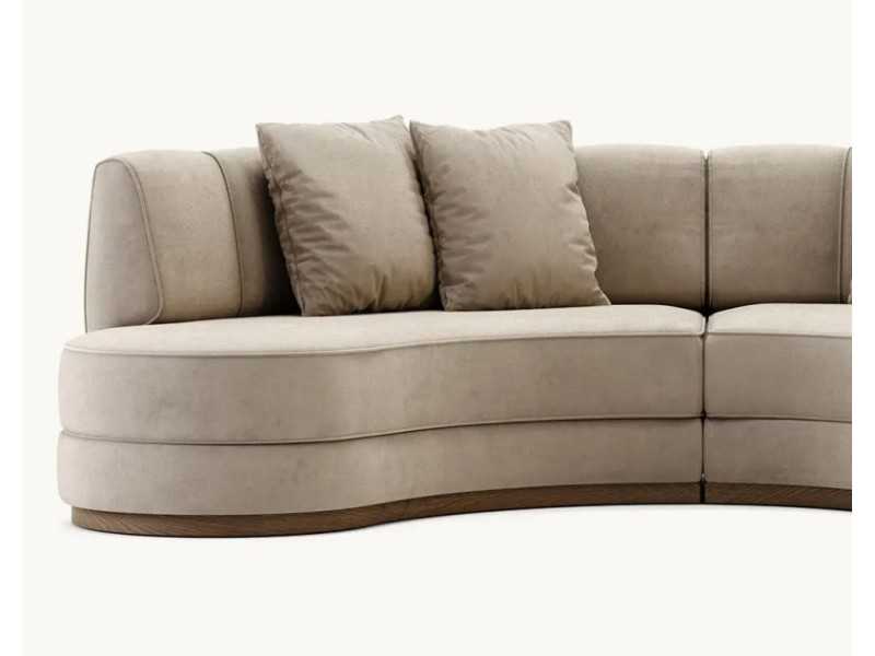 Sofá de diseño y líneas curvas con base en madera maciza - MOONLIGHT
