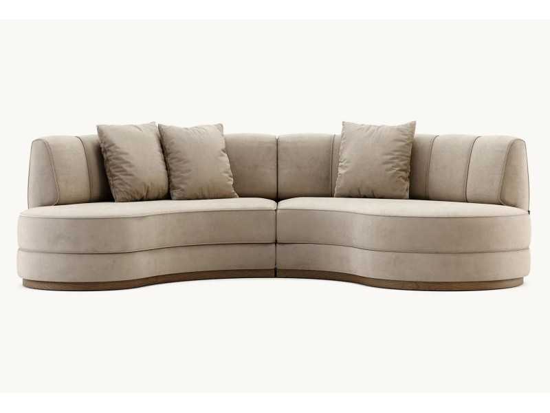 Sofá de diseño y líneas curvas con base en madera maciza - MOONLIGHT