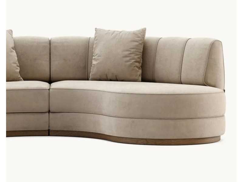 Sofá de diseño y líneas curvas con base en madera maciza - MOONLIGHT