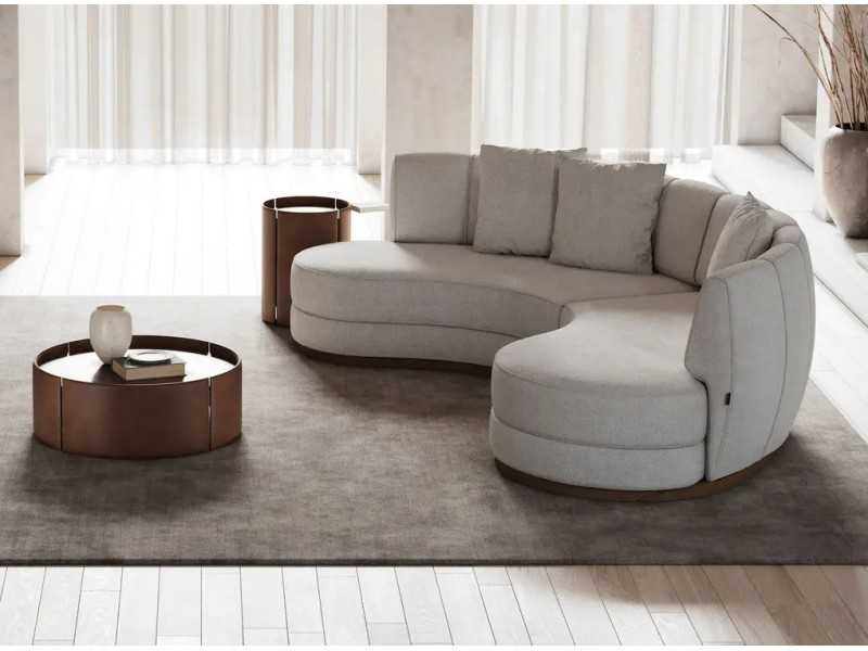 Sofá de diseño y líneas curvas con base en madera maciza - MOONLIGHT