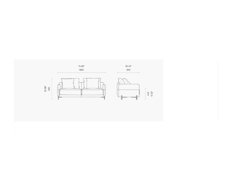 Canapé design avec pieds en acier inoxydable - UGO