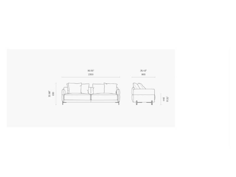 Canapé design avec pieds en acier inoxydable - UGO