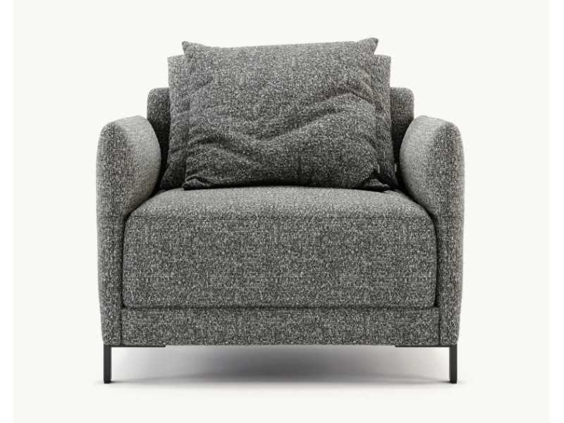 Designer armchair with stainless steel legs - UGO