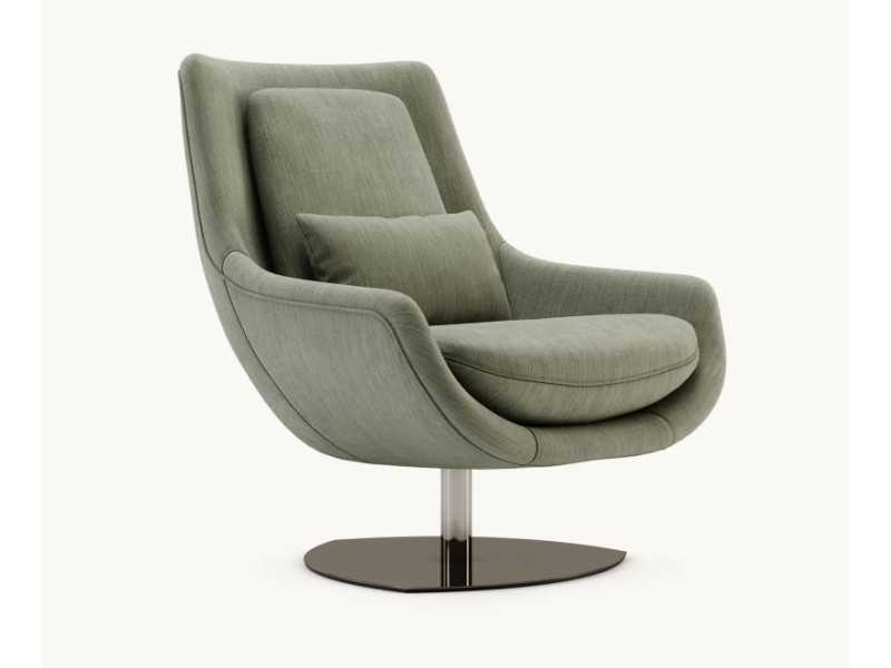 Swivel relax armchair with stainless steel base - GINEVRA