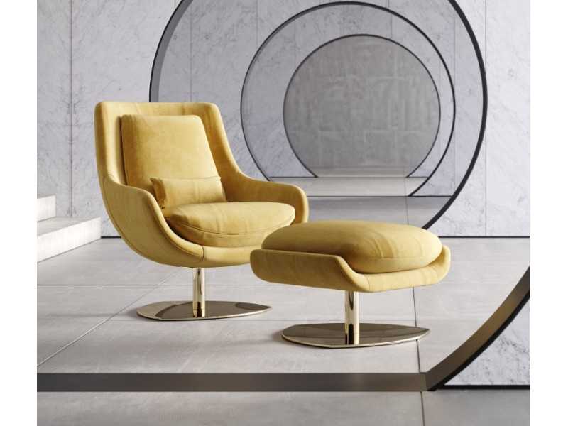 Fauteuil relax pivotant avec piètement en acier inoxydable - GINEVRA