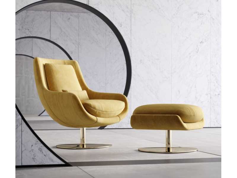 Fauteuil relax pivotant avec piètement en acier inoxydable - GINEVRA