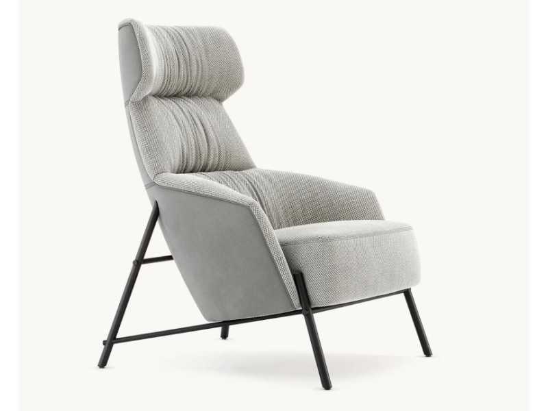 Designer armchair with stainless steel structure - ENNIO