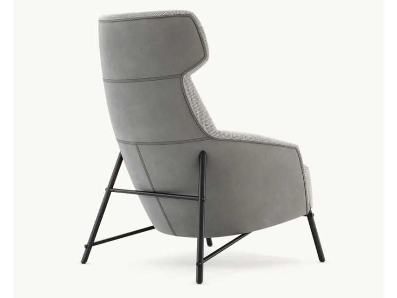 Sillón de diseño con estructura en acero inoxidable - ENNIO