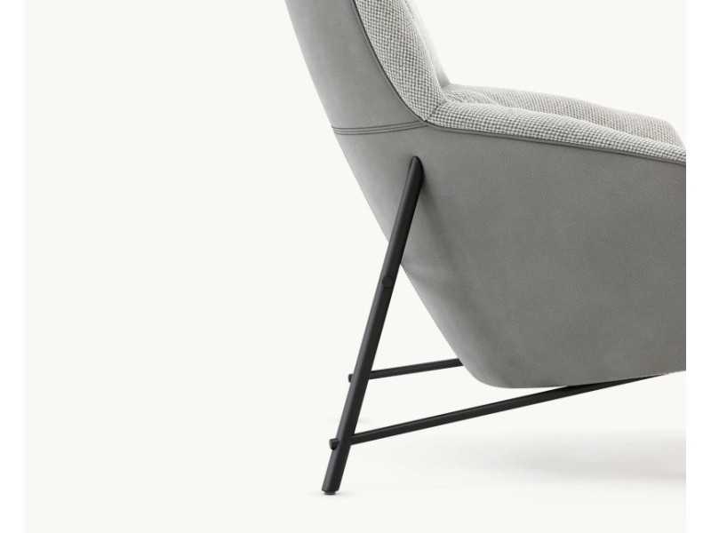 Designer armchair with stainless steel structure - ENNIO