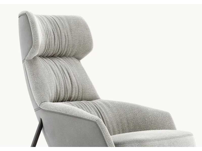 Sillón de diseño con estructura en acero inoxidable - ENNIO