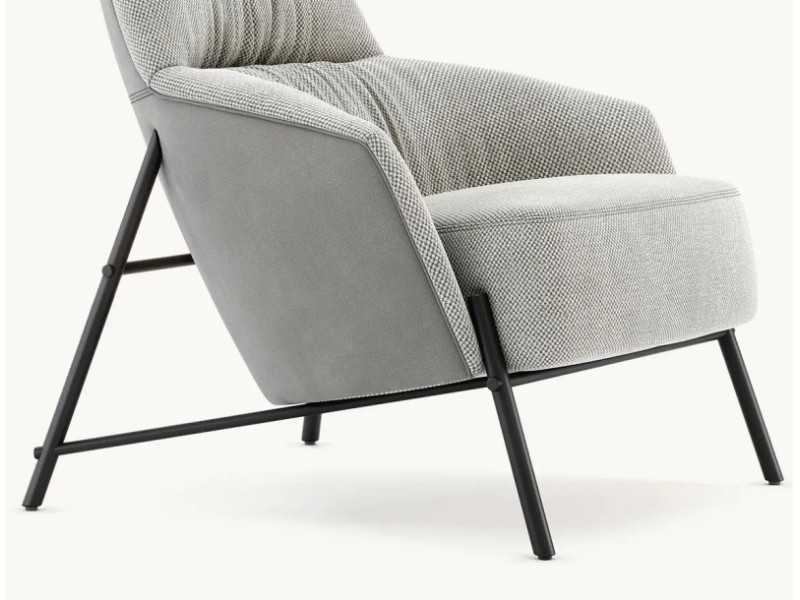 Sillón de diseño con estructura en acero inoxidable - ENNIO