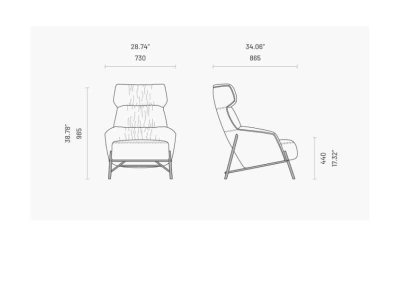 Designer armchair with stainless steel structure - ENNIO