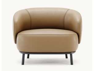 Sillón de líneas redondeadas con estructura en acero inoxidable - FIONN 2