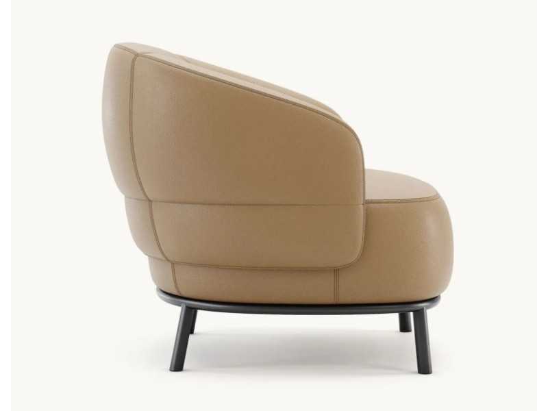 Armchair with rounded lines with stainless steel structure - FIONN