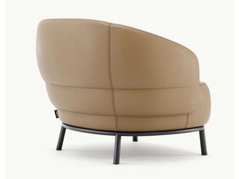 Armchair with rounded lines with stainless steel structure - FIONN