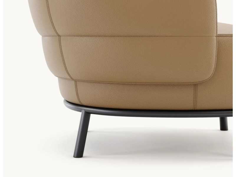 Armchair with rounded lines with stainless steel structure - FIONN