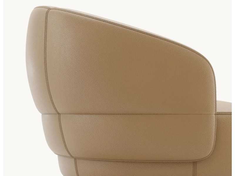 Armchair with rounded lines with stainless steel structure - FIONN