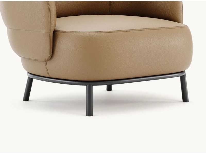 Armchair with rounded lines with stainless steel structure - FIONN