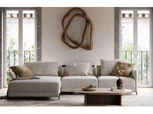 Designer sofa with chaise longue and stainless steel legs - UGO